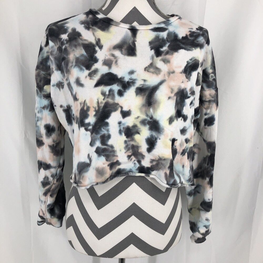 COLSIE Tie Dye Crop Top Fleece Sweatshirt Athleisure Pullover Relaxed Small